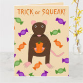 Niedliche Halloween-Rat und Pumpkin Custom Karte (Gelbe Blume)