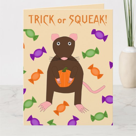 Niedliche Halloween-Rat und Pumpkin Custom Karte (Vorderseite)