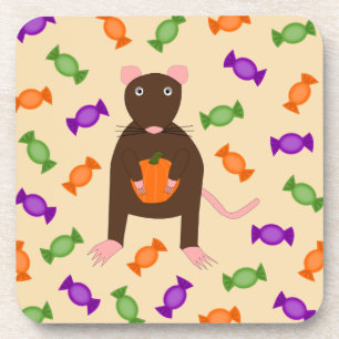 Niedliche Halloween-Rat und Pumpkin Getränkeuntersetzer