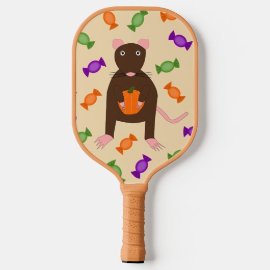 Niedliche Halloween-Rat und Pumpkin Pickleball Schläger (Rückseite)