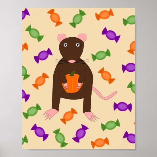 Niedliche Halloween-Rat und Pumpkin Poster (Vorne)
