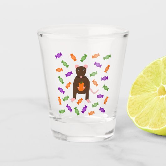 Niedliche Halloween-Rat und Pumpkin Schnapsglas (Vorderseite)