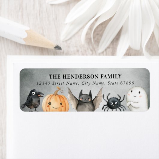 Niedliche Halloween-Rücksendeadressen-Aufkleber (Insitu)