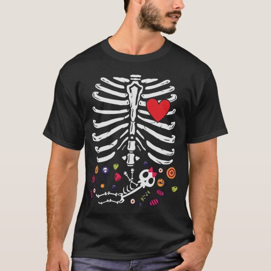 Niedliche Halloween-Schwangerschaft Skeletton-Kind T-Shirt (Vorderseite)