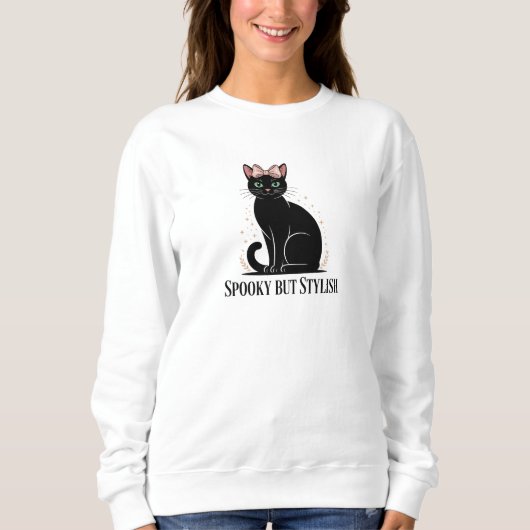 Niedliche Halloween-Schwarze Katze Sweatshirt (Vorderseite)