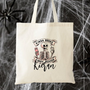 Niedliche Halloween Skeleton Moderne Typografie Tragetasche