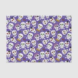 Niedliche Halloween-Skulls auf Lila Seidenpapier