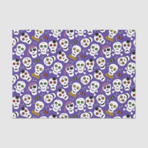 Niedliche Halloween-Skulls auf Lila Seidenpapier