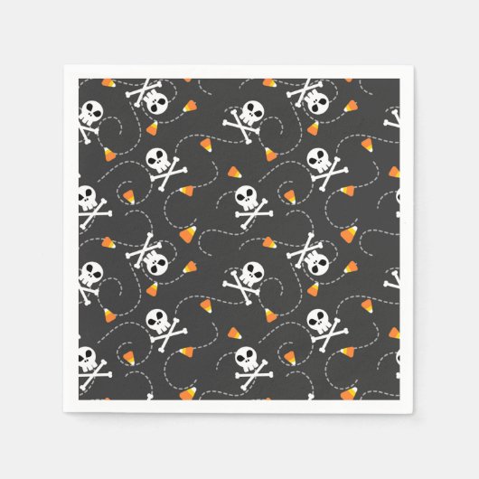 Niedliche Halloween-Skulls und Candy Corn Serviette (Vorderseite)