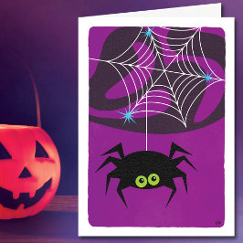 Niedliche Halloween-Spinne Lila Karte