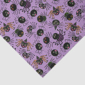 Niedliche Halloween-Spinnen auf Lila Seidenpapier (Ausschnitt)