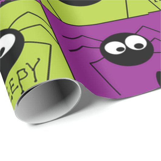Niedliche Halloween-Spinnen Geschenkpapier (Rolleneckpunkt)