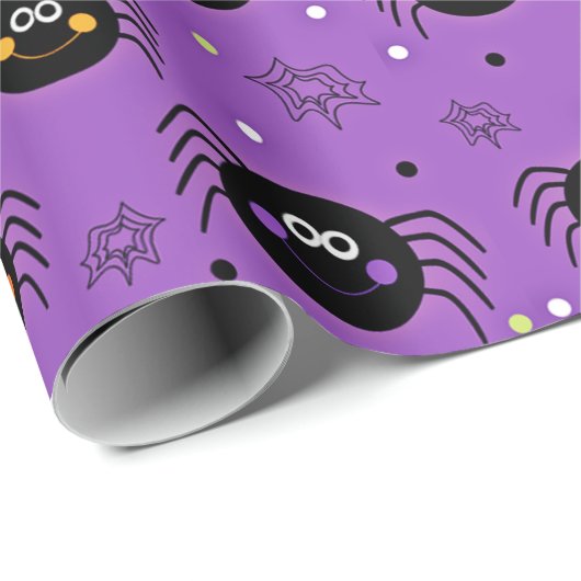 Niedliche Halloween-Spinnen Geschenkpapier (Rolleneckpunkt)