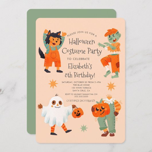 Niedliche Halloween Spooktacular Kostüm Geburtstag Einladung