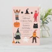 Niedliche Halloween Spooktacular Kostüm Geburtstag Einladung (Stehend Vorderseite)