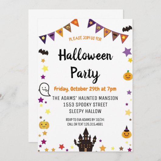 Niedliche Halloween-Spooktacular-Party Einladung (Vorne/Hinten)