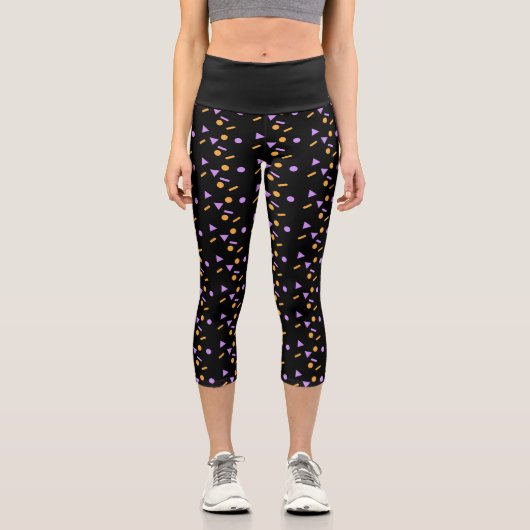 Niedliche Halloween Sprinkles Confetti Pattern Yog Capri Leggings (Vorderseite)