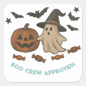 Niedliche Halloween-Sticker - Boos, Fledermäuse & Quadratischer Aufkleber (Vorderseite)