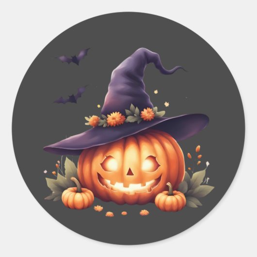 Niedliche Halloween-Sticker - Kürbiskröte Runder Aufkleber (Vorderseite)
