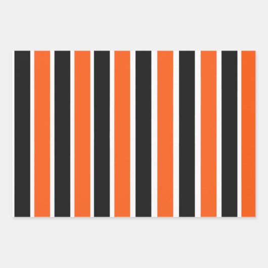 Niedliche Halloween-Streifen in Orange und Schwarz Geschenkpapier Set (Vorderseite 3)