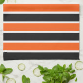 Niedliche Halloween-Streifen in Orange und Schwarz Geschirrtuch (Gefaltet)