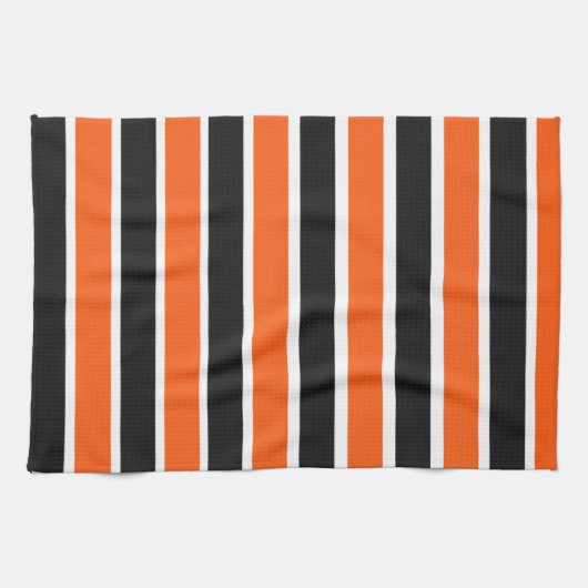 Niedliche Halloween-Streifen in Orange und Schwarz Geschirrtuch (Horizontal)