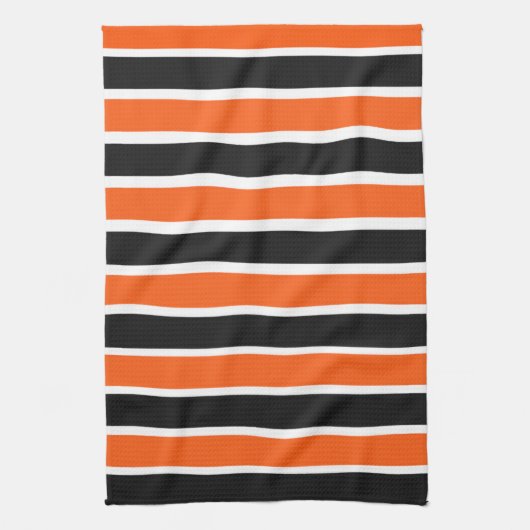 Niedliche Halloween-Streifen in Orange und Schwarz Geschirrtuch (Vertikal)