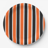Niedliche Halloween-Streifen in Orange und Schwarz Pappteller (Vorderseite)