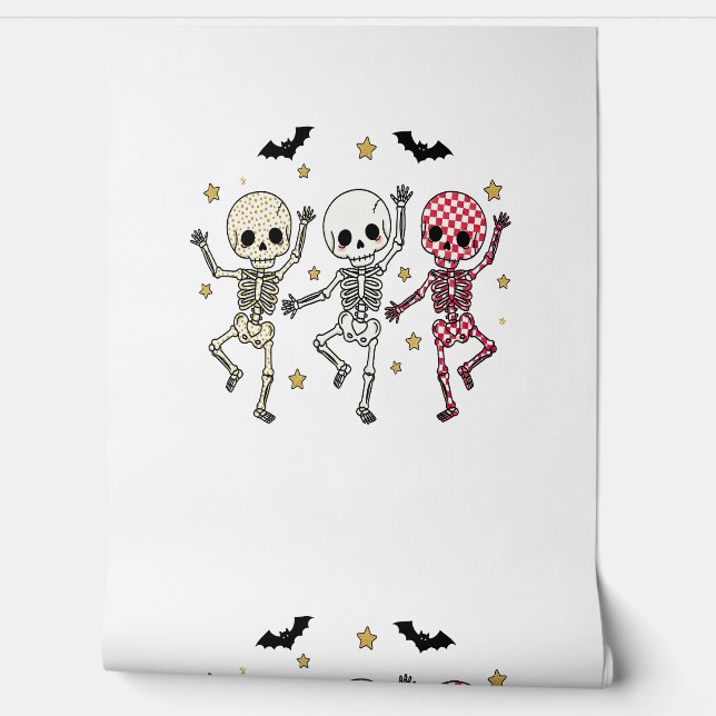 Niedliche Halloween-Tanzskelette Tapete (Abrollen)