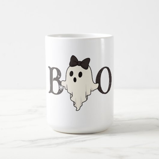 Niedliche Halloween-Tasse - "Boo"-Geist mit Bow Kaffeetasse (Mittel)