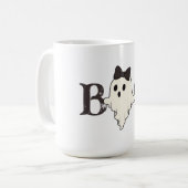 Niedliche Halloween-Tasse - "Boo"-Geist mit Bow Kaffeetasse (Vorderseite Links)