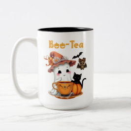 Niedliche Halloween-Tasse Boo-Tea Ghost-Bat-Katze Zweifarbige Tasse