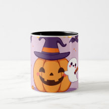 Niedliche Halloween-Tasse - Kawaii Pumpkin, Ghost 