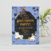 Niedliche Halloween Unicorns 1 Party Einladung (Stehend Vorderseite)