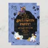 Niedliche Halloween Unicorns 1 Party Einladung (Vorne/Hinten)