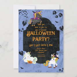 Niedliche Halloween Unicorns 1 Party Einladung