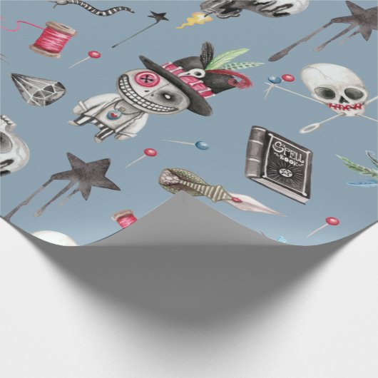 Niedliche Halloween Vooddoo Dolls & Attributes Geschenkpapier (Ecke)
