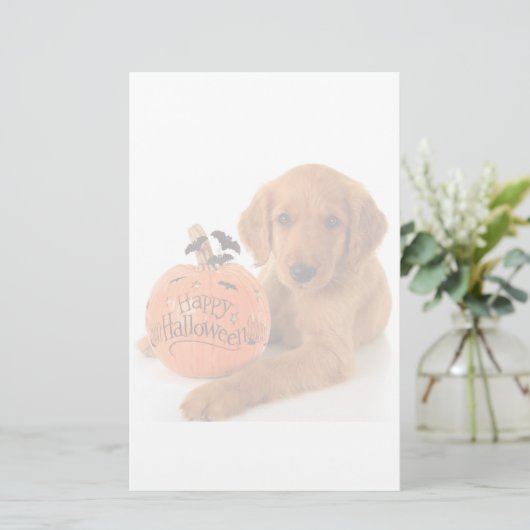 Niedliche Halloween-Welpe mit Kürbis Briefpapier (Stehend Vorderseite)