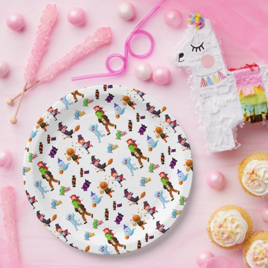 Niedliche Halloween-Zeichen Pappteller (Party)