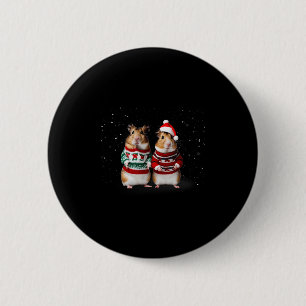 Niedliche Hamster an einem schneebedeckten Weihnac Button