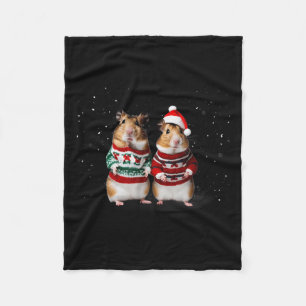 Niedliche Hamster an einem schneebedeckten Weihnac Fleecedecke