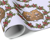 Niedliche Hamster-Paare im WeihnachtsWreath: Kunst Geschenkpapier (Rolleneckpunkt)