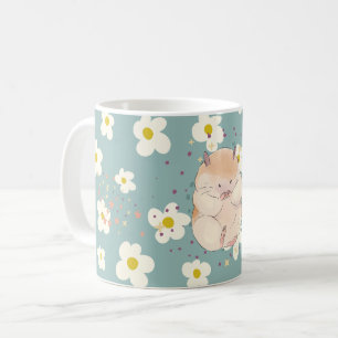 Niedliche Hamster- und Gänseblümchen-Muster-Tasse  Kaffeetasse