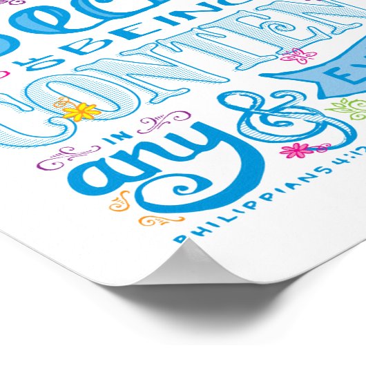 Niedliche Hand Briefe Verse Scripture Pink Blau Poster (Ecke)