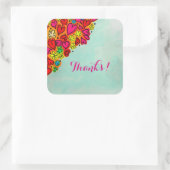 Niedliche Hand Drawn Doodle Herz und Blume Dank Quadratischer Aufkleber (Tasche)