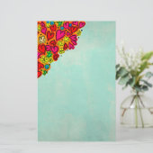 Niedliche Hand Drawn Doodle Hörnchen und Blume Briefpapier (Stehend Vorderseite)