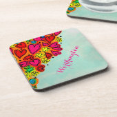 Niedliche Hand Drawn Doodle Hörnchen und Blume Getränkeuntersetzer (Linke Seite)