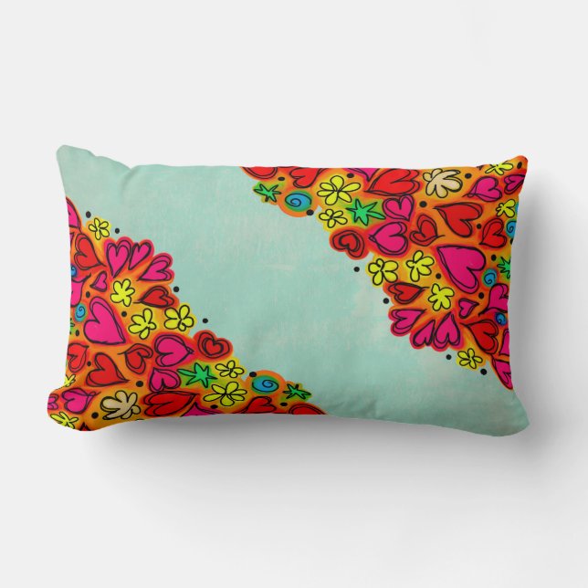 Niedliche Hand Drawn Doodle Hörnchen und Blume Lendenkissen (Vorderseite)