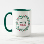 Niedliche Hand Drawn Wreath Frohe Weihnachtsfeiert Tasse (Links)