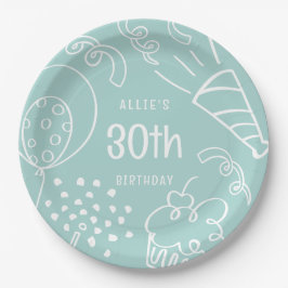 Niedliche Hand gezeichnet Geburtstagsballon Irgend Pappteller